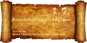 Kosztolánczi Tímea névjegykártya